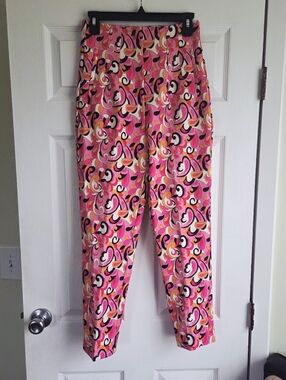 ZARA ✨️ Vibrant Pink Swirl Print High-Waist Women's Pants Size S